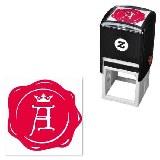 A -アンティークワックスシールゴシック王冠イニシャル文字 セルフインキングスタンプ (インサイチュ)