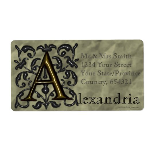 A -エンボスヴィンテージモノグラム（ゴールデン） ラベル (正面)