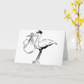 A.グリーティングカードを持つベビーのコウノトリ カード (黄色い花)