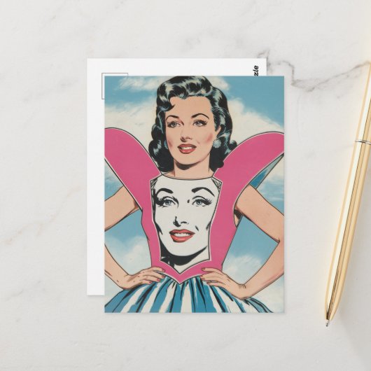 A.ドレスを着たユニーク女性 ポストカード (正面/裏面インサイチュ)