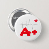 A+ ファンキーな血液型心拍数ボタン 缶バッジ (正面&裏面)