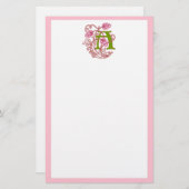 "A"フローラアールヌーボーモノグラム 便箋 (正面/裏面)