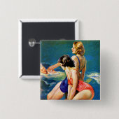 A.プールで 缶バッジ (正面&裏面)