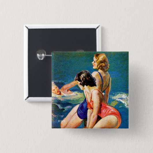 A.プールで 缶バッジ (正面&裏面)