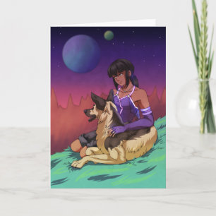 A.女の子と犬の宇宙 カード