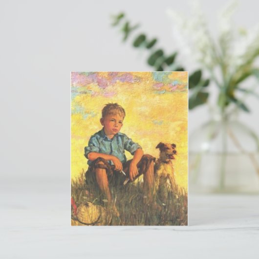 A.少年と彼の犬のはがき ポストカード (スタンド正面)