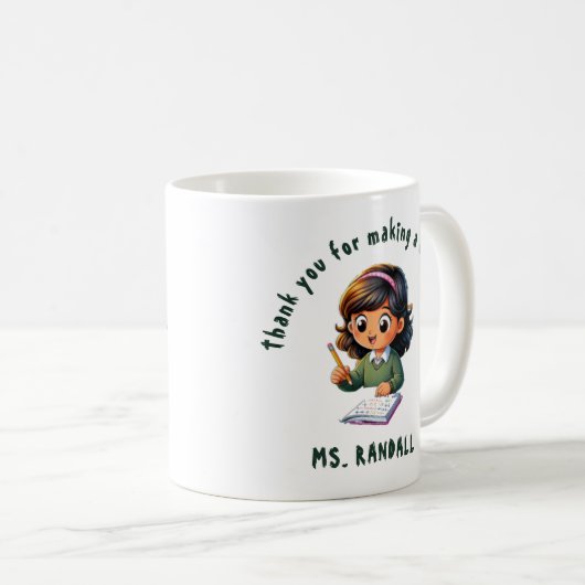 A.差し引きのマグカップを作ってくれてありがとう先生 コーヒーマグカップ (正面右)