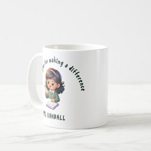 A.差し引きのマグカップを作ってくれてありがとう先生 コーヒーマグカップ (正面左)