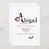 「A」文字（名を文字Aで追加） 招待状 (正面/裏面)