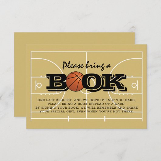 A.本を持って来る |バスケットボールカッコいいのベビーシャワー エンクロージャーカード (正面/裏面)