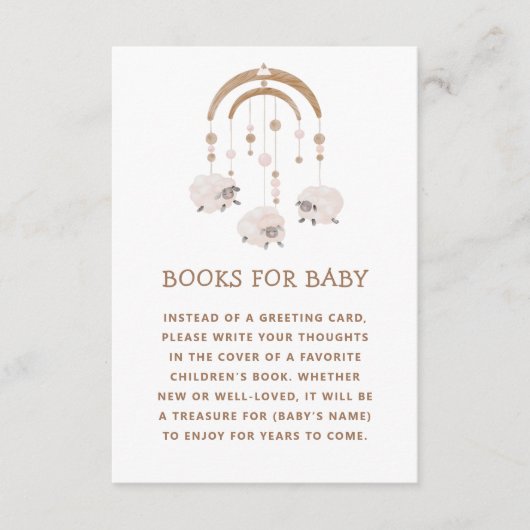 A.本を持って来る | Boho Sheep赤ちゃんシャワーのリクエスト エンクロージャーカード (正面)