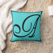 A – 水色の背景の文字A クッション (ブランケット)