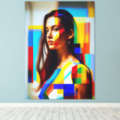 A.絵画ドレスを着た女のカラフル子 キャンバスプリント (インサイチュ (ウッドフロア))