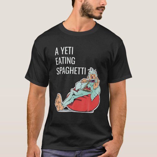 A 間抜け Yeti 食べ Spaghettiイラストレーションfor Al Tシャツ (正面)