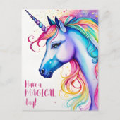 A.魔法の日のユニコーンお洒落のはがきを持つ ポストカード (正面)