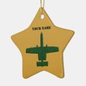 A-10ワルトホグシルエットグリーン迷彩柄飛行機 セラミックオーナメント (左)