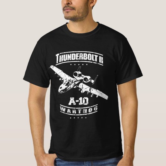 A-10 Thunderbolt IIワーストグUSAFアタックジェット機 Tシャツ (正面)