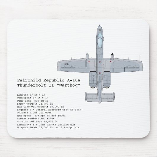 A-10 Warthogのmousepad マウスパッド (正面)