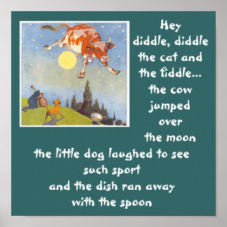 a-3牛が月のポスターを飛び越える ポスター