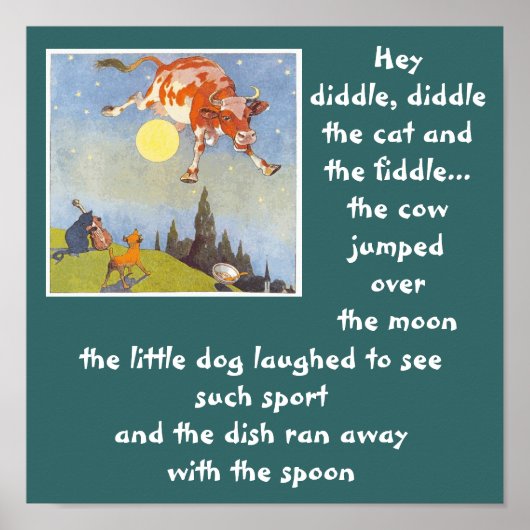 a-3牛が月のポスターを飛び越える ポスター (正面)