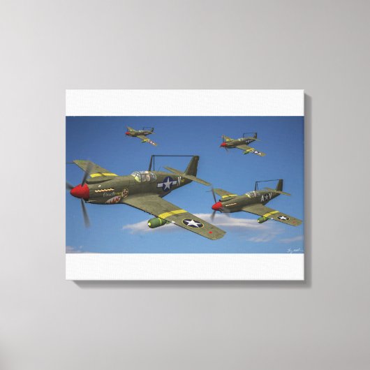 A-36アパッチ爆撃機の飛行 キャンバスプリント (正面)