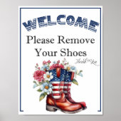 A 4th of July Please Remove Shoes Sign ポスター (正面)