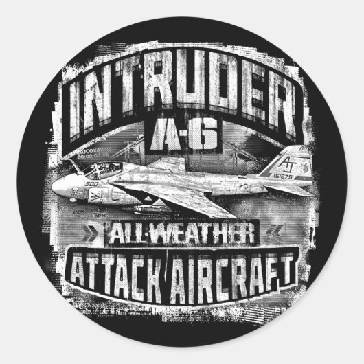 A-6侵入者のラウンドクラシックステッカー ラウンドシール (正面)