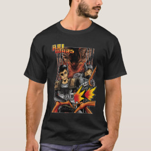 A.A.I.ウォーズ漫画イメージブラックTシャツ Tシャツ
