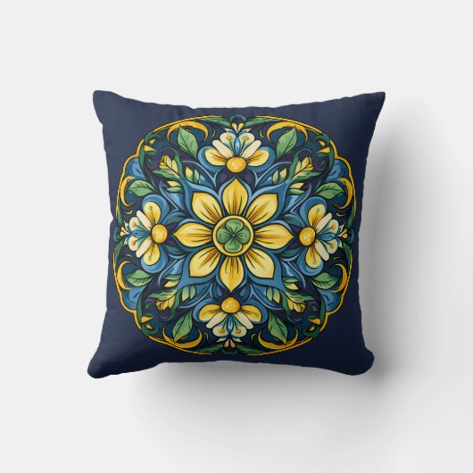 💚💙💛 A Azulejoエレガンスユニーク:ミッドナイトガーデン クッション (裏面)