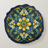 💚💙💛 A Azulejoエレガンスユニーク:ミッドナイトガーデン ラウンドクッション (裏面)