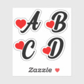 A B C Dハート シール (シート)