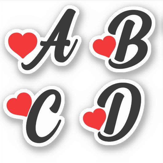 A B C Dハート シール (正面)