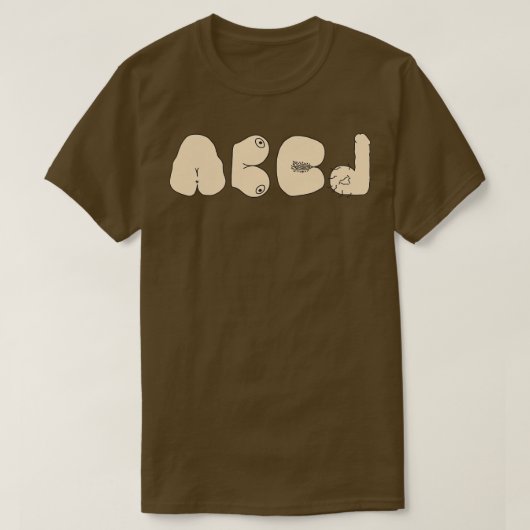 A B C D ダーティアルファベット Tシャツ (デザイン正面)