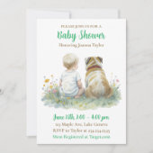 A Baby and Puppy Dog Gender Neutral Baby Shower 招待状 (正面)