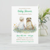 A Baby and Puppy Dog Gender Neutral Baby Shower 招待状 (スタンド正面)