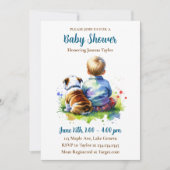 A Baby Boy and his English Bulldog | Baby Shower 招待状 (正面)