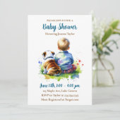 A Baby Boy and his English Bulldog | Baby Shower 招待状 (スタンド正面)