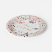 A Baby Butterfly Is On Her Way Baby Shower ペーパープレート (アングル)