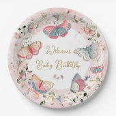  A Baby Butterfly Is On Her Way Baby Shower  ペーパープレート (正面)