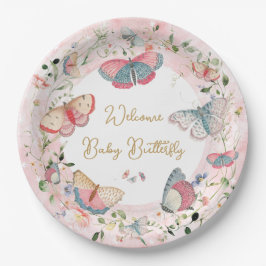  A Baby Butterfly Is On Her Way Baby Shower  ペーパープレート