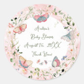 A Baby Butterfly Is On Her Way Baby Shower ラウンドシール (正面)