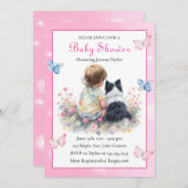 A Baby Girl and her Aussie Dog Baby Shower  招待状 (正面/裏面)