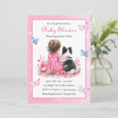A Baby Girl and her Dog  Baby Shower  招待状 (スタンド正面)