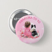 A Baby Girl and her Dog Grandma To Be Baby Shower  缶バッジ (正面&裏面)