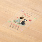 A Baby Girl and her Puppy Baby Shower Invitation アクリル招待状 (レイダウン)