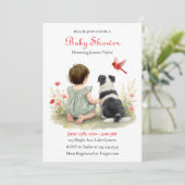 A Baby Girl and her Puppy Baby Shower Invitation 招待状 (スタンド正面)