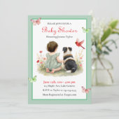 A Baby Girl and her Puppy Baby Shower Invitation 招待状 (スタンド正面)