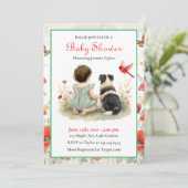 A Baby Girl and her Puppy Baby Shower Invitation 招待状 (スタンド正面)