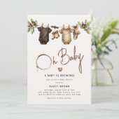 「A Baby is Brewing」コーヒーテーマのベビーシャワー 招待状 (スタンド正面)