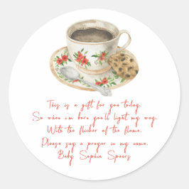 A baby is brewing baby - Prayer candle label ラウンドシール